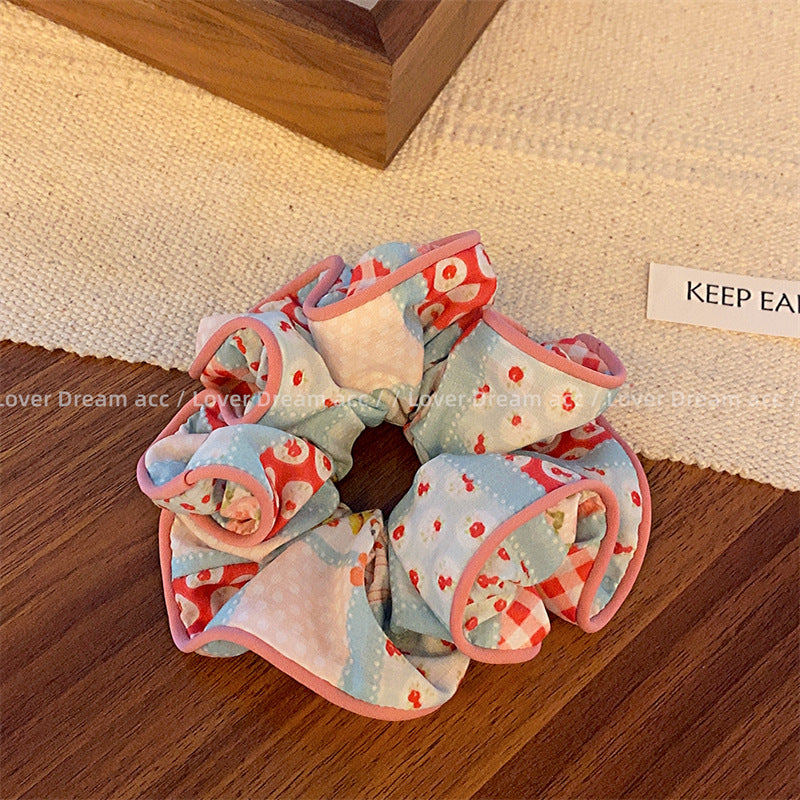 Wholesale of Colored Bear Floral Fabrics Hair Scrunchies